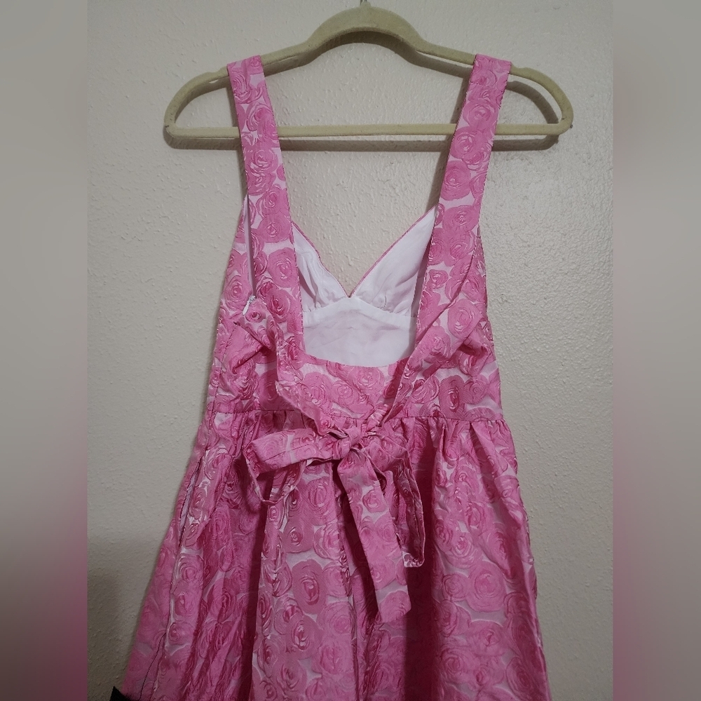 Lulus Rudra Pink Floral Jacquard A-Line Backless Midi Dress S Wedding Party Prom - Picture 11 of 12